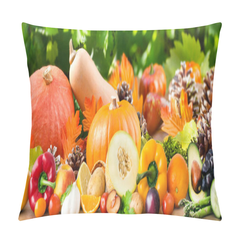 Personality  Fruits And Vegetables Autumn Decoration With Pumpkin And Foliage Pillow Covers