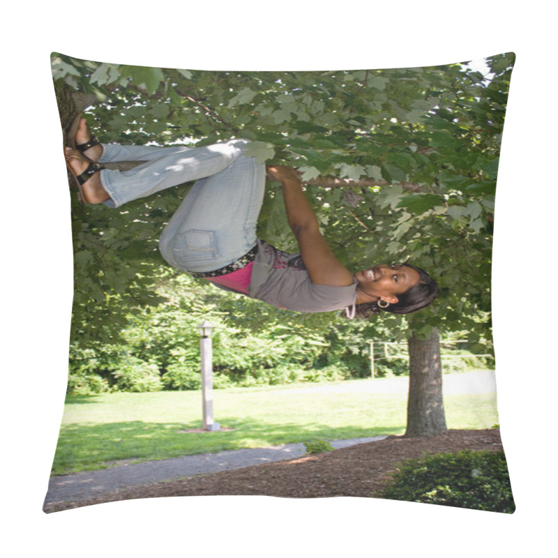 Personality  Woman Hanging From A Tree Pillow Covers