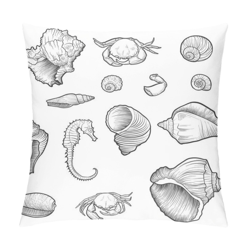 Personality  Hand Drawn Vector Seashells Pillow Covers