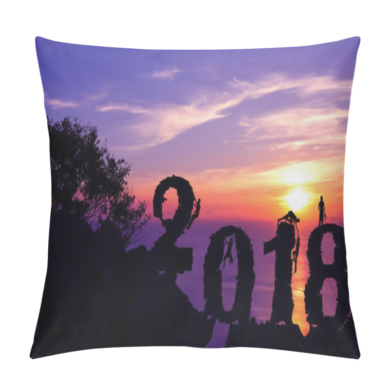 Personality  New Year 2018 With Man Climbing On The Mountain  Pillow Covers