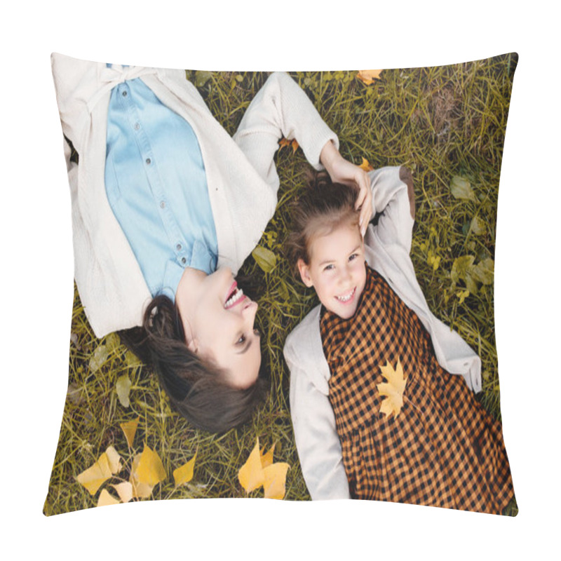 Personality  Mother And Daughter Lying On Grass Pillow Covers