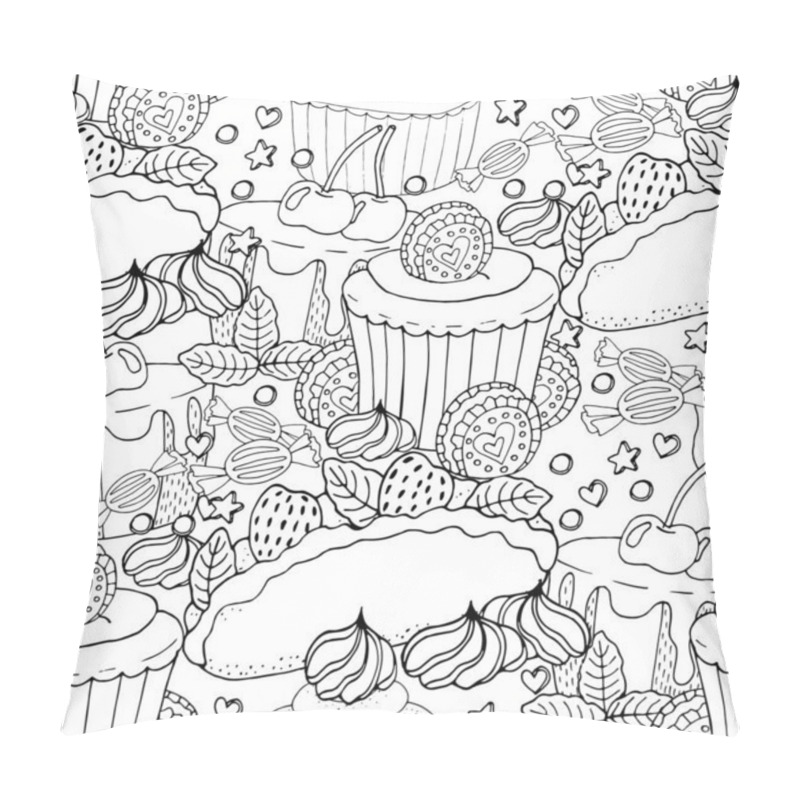 Personality  Seamless Pattern With Cake, Cupcake, Candy And Other Dessert Wit Pillow Covers