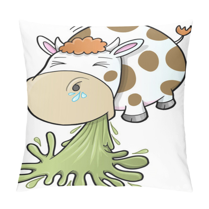 Personality  Barfing Vomiting Cow Vector Pillow Covers