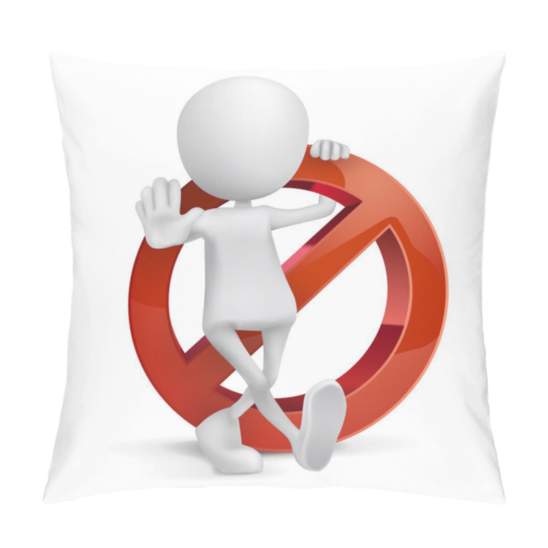 Personality  3d Human With A Prohibition Sign Pillow Covers