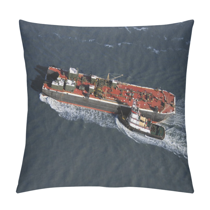 Personality  Tugboat Pushing Ship. Pillow Covers