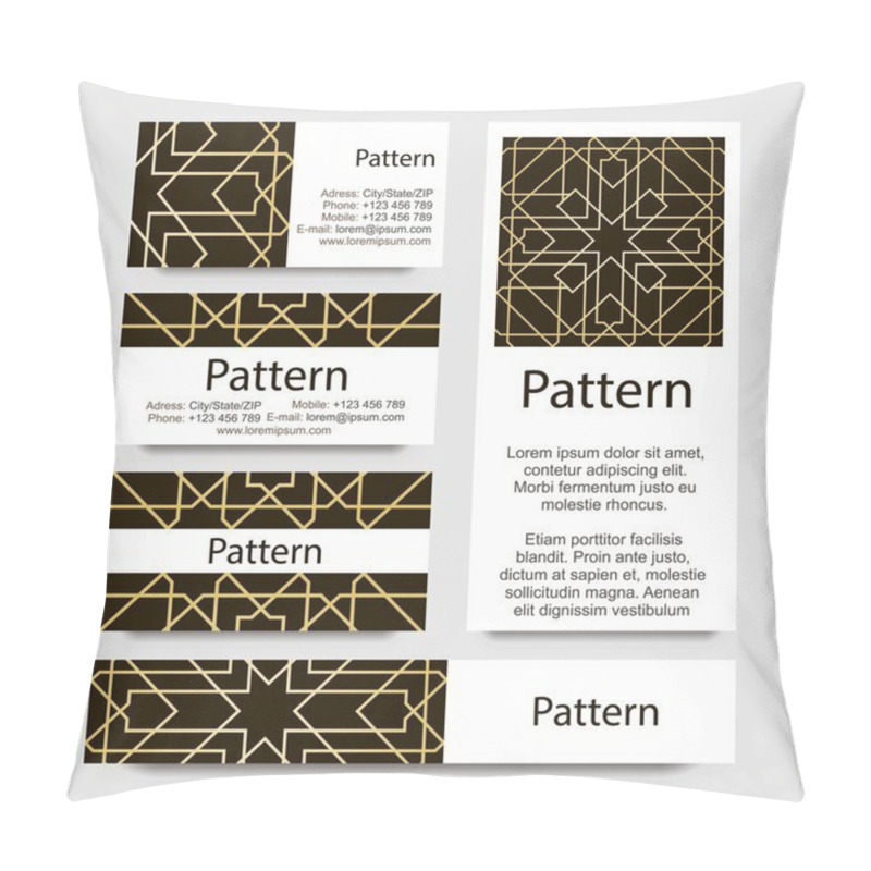 Personality  Business Cards Pattern With Islamic Morocco Ornament. Includes Seamless Pattern Pillow Covers