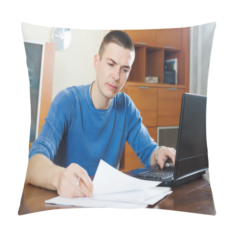 Personality  Serious Guy Staring Financial Documents Pillow Covers