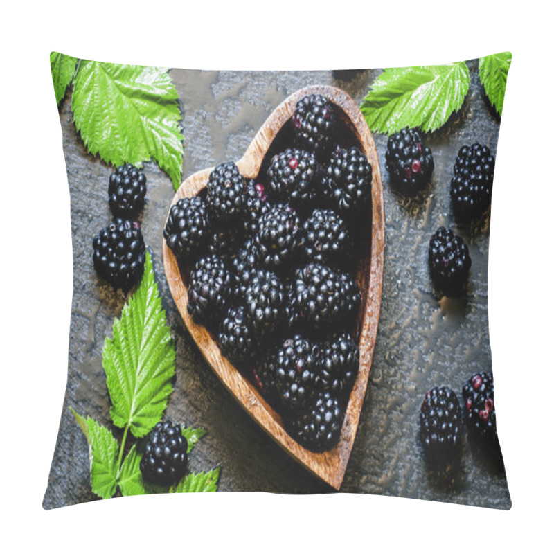 Personality  Blackberries In Bowl In The Shape Of A Heart Pillow Covers