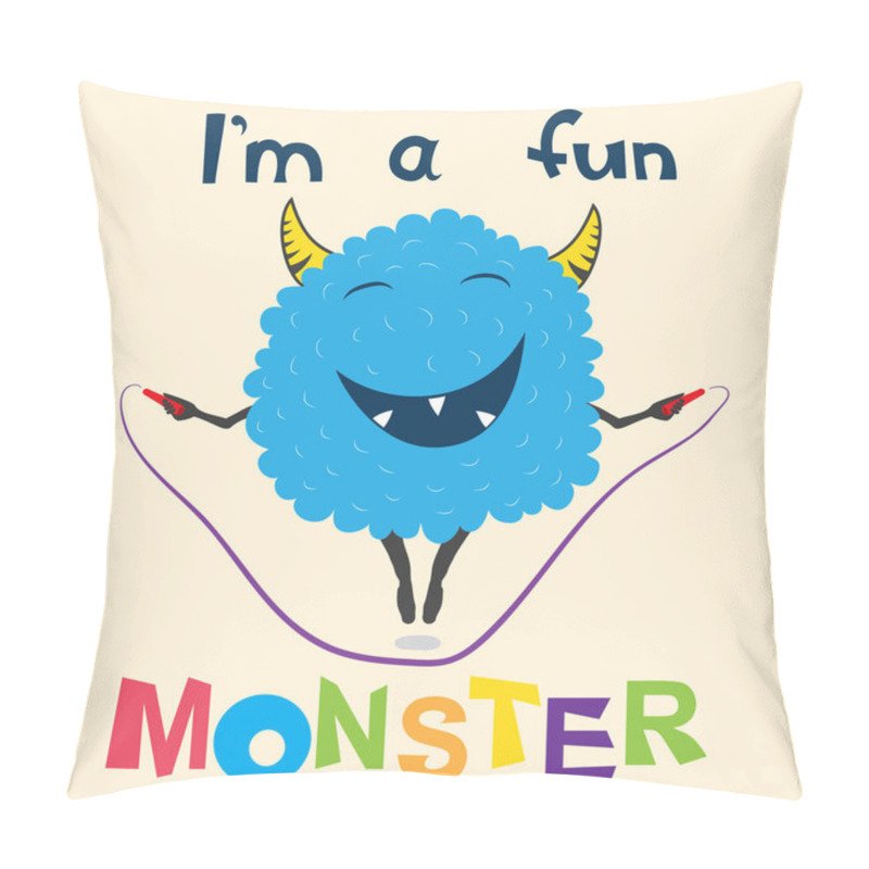 Personality  A Cheerful Monster Jumps On The Rope Pillow Covers