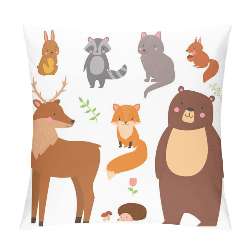 Personality  Set Of Cute Illustration Of  Woodland Animals  Pillow Covers