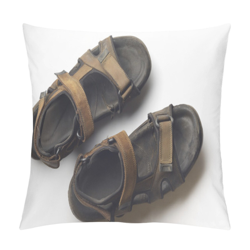 Personality  Old Brown Suede Sandals. Pillow Covers