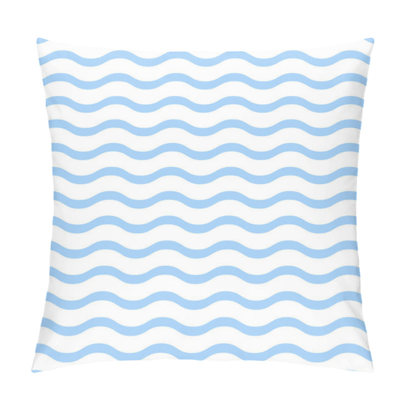 Personality  Blue Waves On White Background Seamless Pattern. Simple Abstract Vector Illustration. Pillow Covers