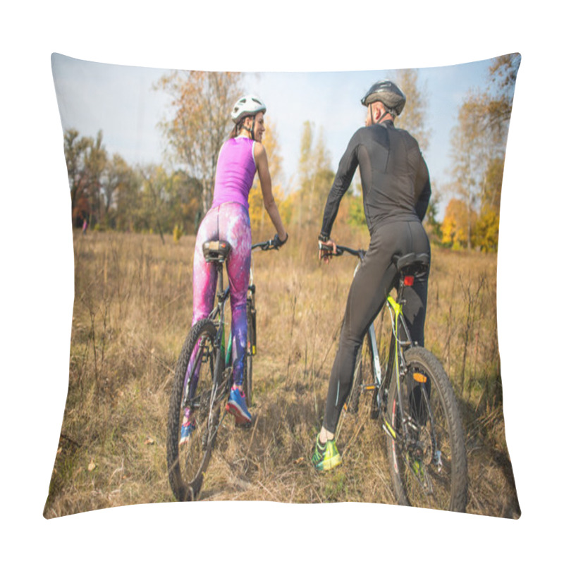 Personality  Cyclists In Autumn Park Pillow Covers