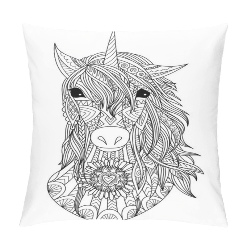 Personality  Zendoodle Stylized Unicorn Head Pillow Covers