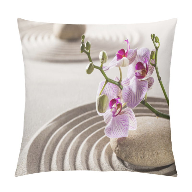 Personality  Flowers And Pebbles In Sand For Concept Of Femininity Or Wellbeing Pillow Covers