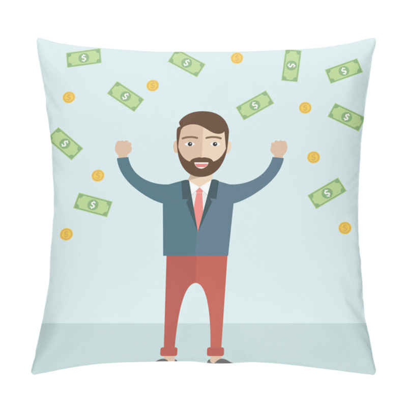 Personality  Business Man Under Money Rain Pillow Covers