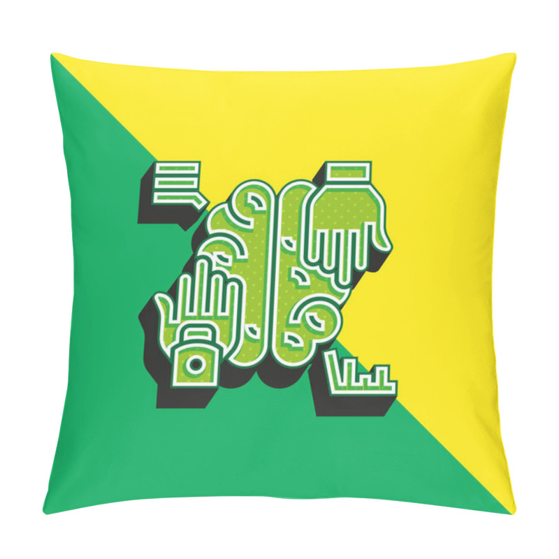 Personality  Artificial Intelligence Green And Yellow Modern 3d Vector Icon Logo Pillow Covers