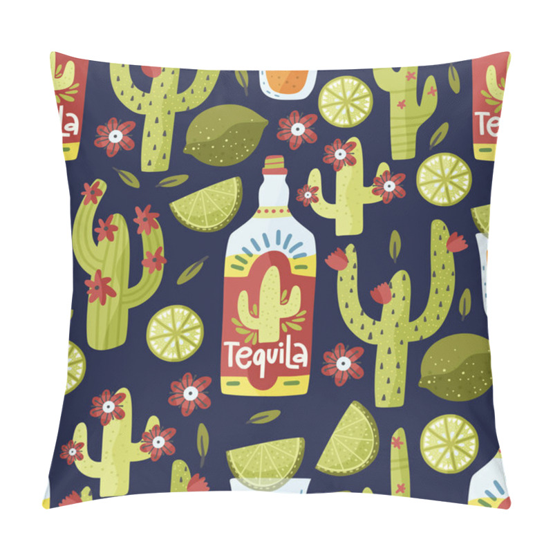 Personality  Tequila Drink Vector Seamless Pattern. Pillow Covers