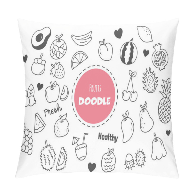 Personality  Fruits Kawaii Doodle Vector Hand Drawing Style Pillow Covers