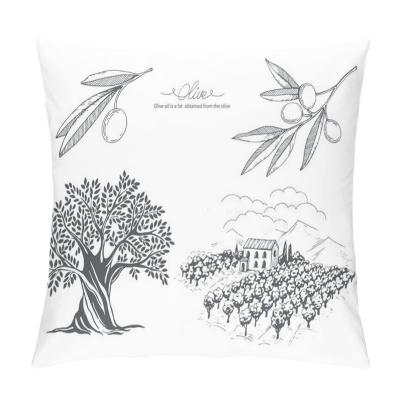 Personality  Hand-drawn Olive Sketch Pillow Covers