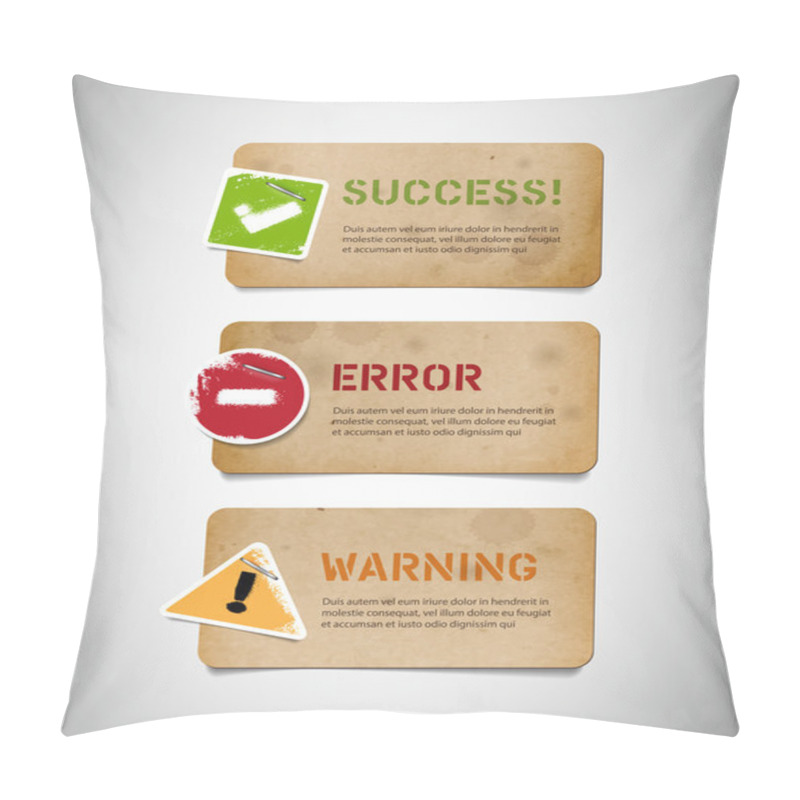 Personality  Vector Old Cardboard Interface Dialog Boxes With Paper Icons Pillow Covers