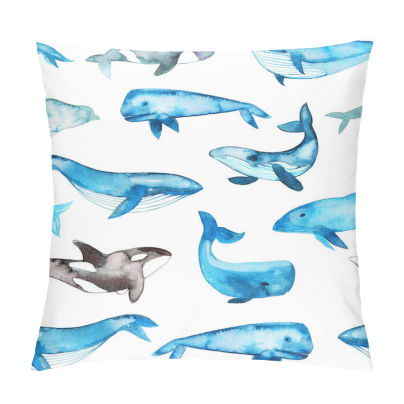 Personality  Seamless Pattern With Blue Whales.    Pillow Covers