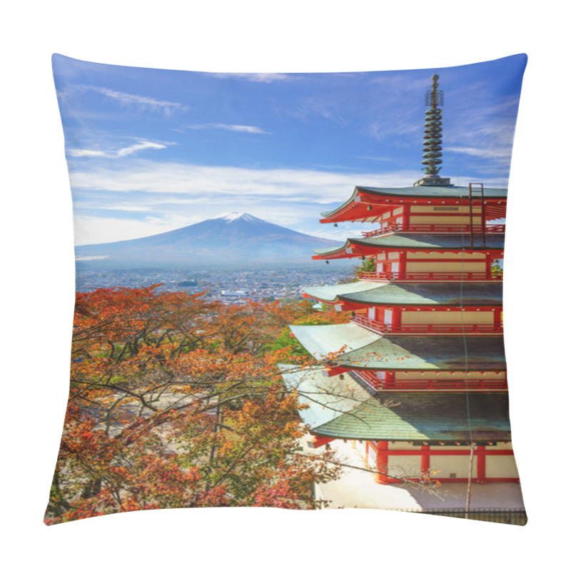 Personality  Mt. Fuji With Chureito Pagoda, Fujiyoshida, Japan  Pillow Covers