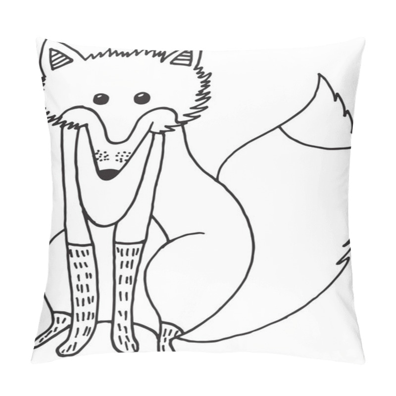 Personality  Forest Animal Fox Doodle Cartoon Simple Illustration. Kids Drawi Pillow Covers