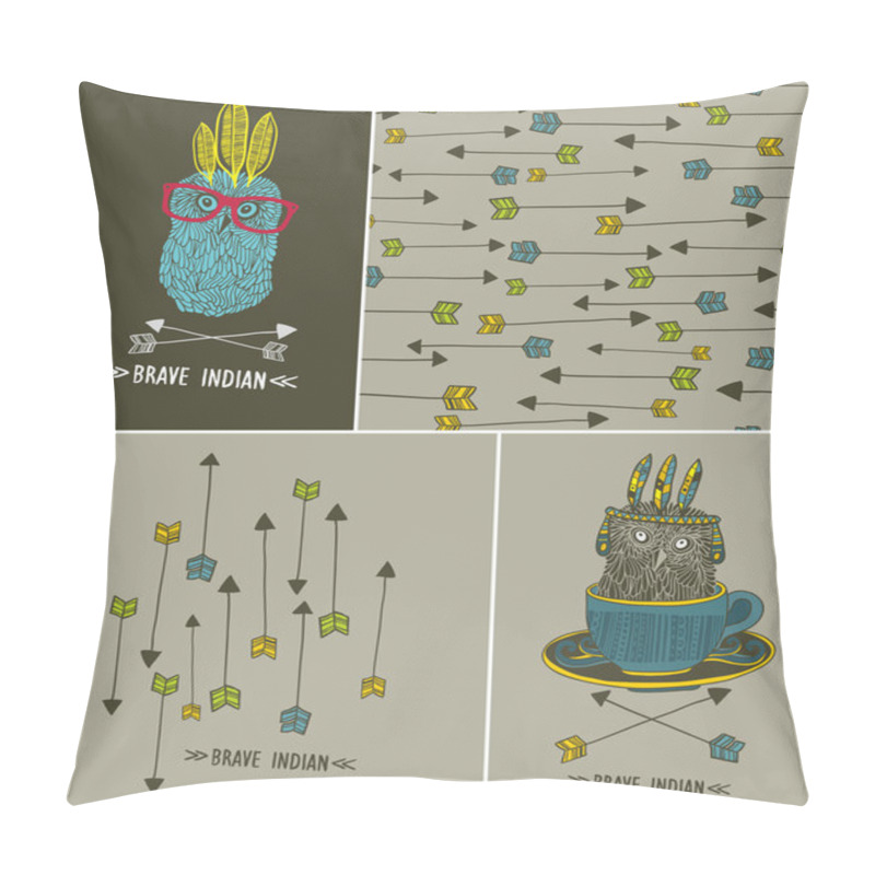 Personality  Cute Patterns With Indian Owl. Pillow Covers