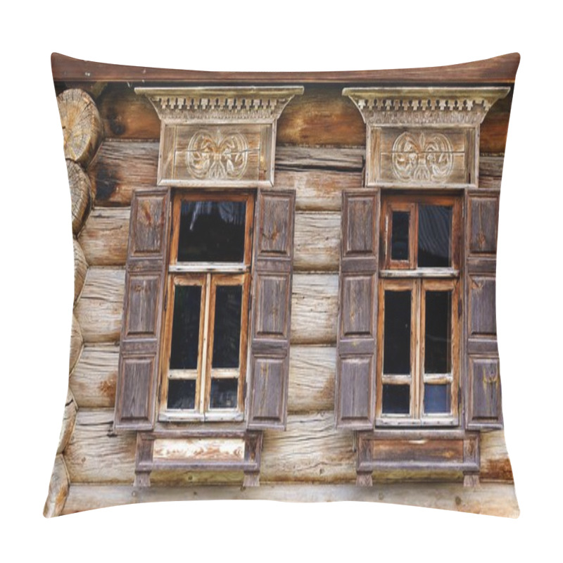 Personality  Facade Of The Old Log House In The Museum Of Wooden Architecture Pillow Covers