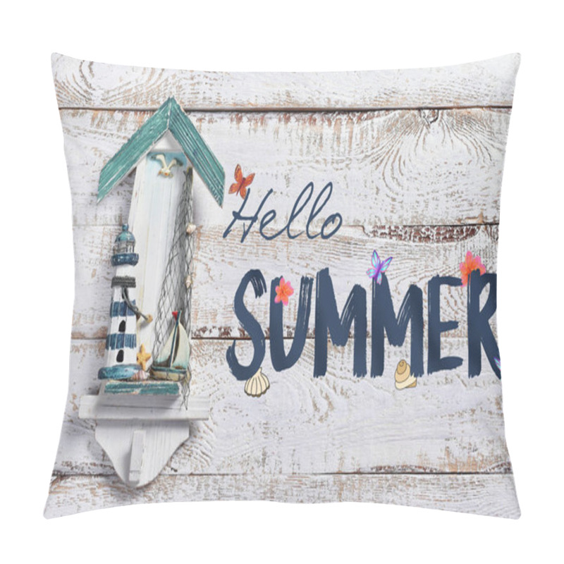 Personality  Summer Holidays Background With Text Hello Summer Pillow Covers