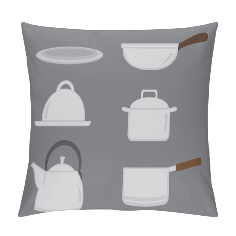 Personality  Pots And Pans Kitchen Utensil Vector Icon Set Pillow Covers