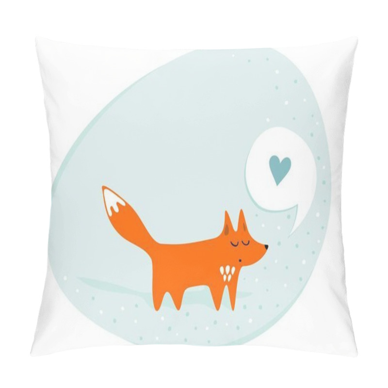 Personality  Red Fox In Love Animals Cartoon Style Seasonal Winter Romantic Love Illustration On Pastel Mint Background Pillow Covers