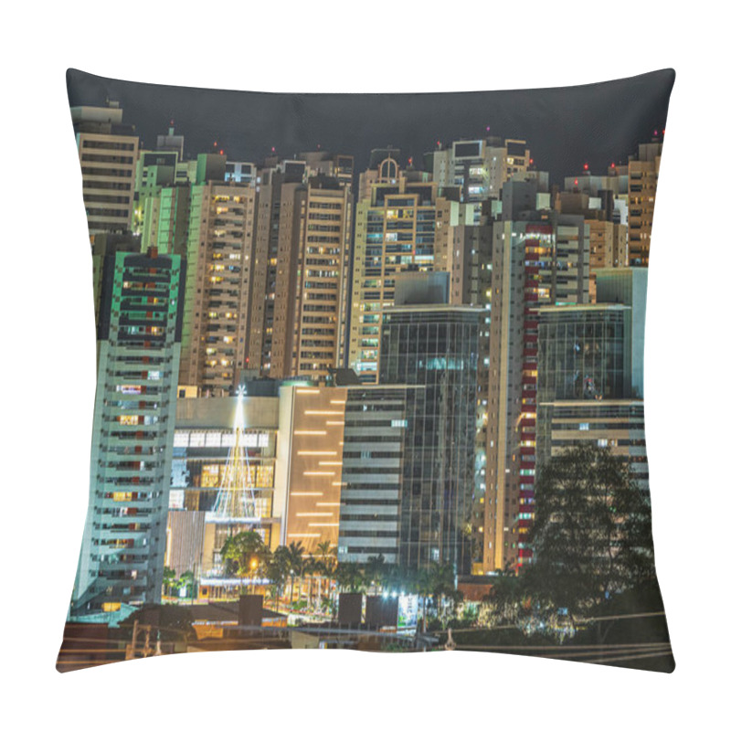 Personality  Night Cityscape Of Gleba Palhano Neighborhood At Londrina City, PR, Brazil. Nightlife On A High Density Area Of Commercial And Residential Buildings. Pillow Covers