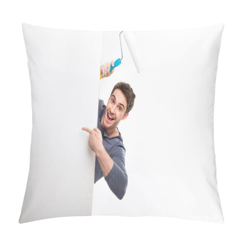 Personality  Man Holding Paint Roller Pillow Covers