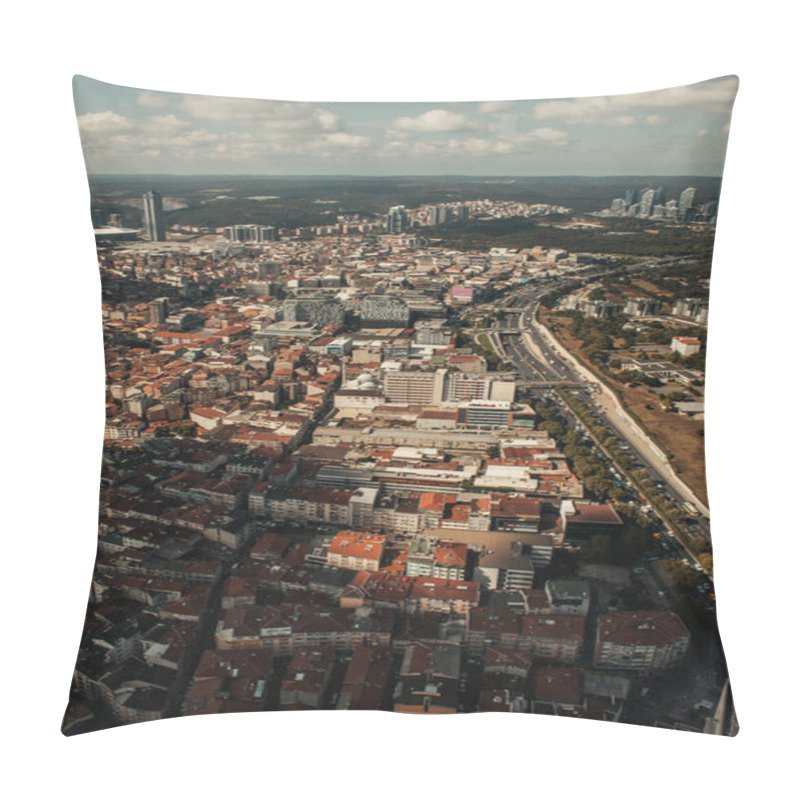 Personality  Aerial View Of Cityscape With Cloudy Sky At Background, Istanbul, Turkey  Pillow Covers