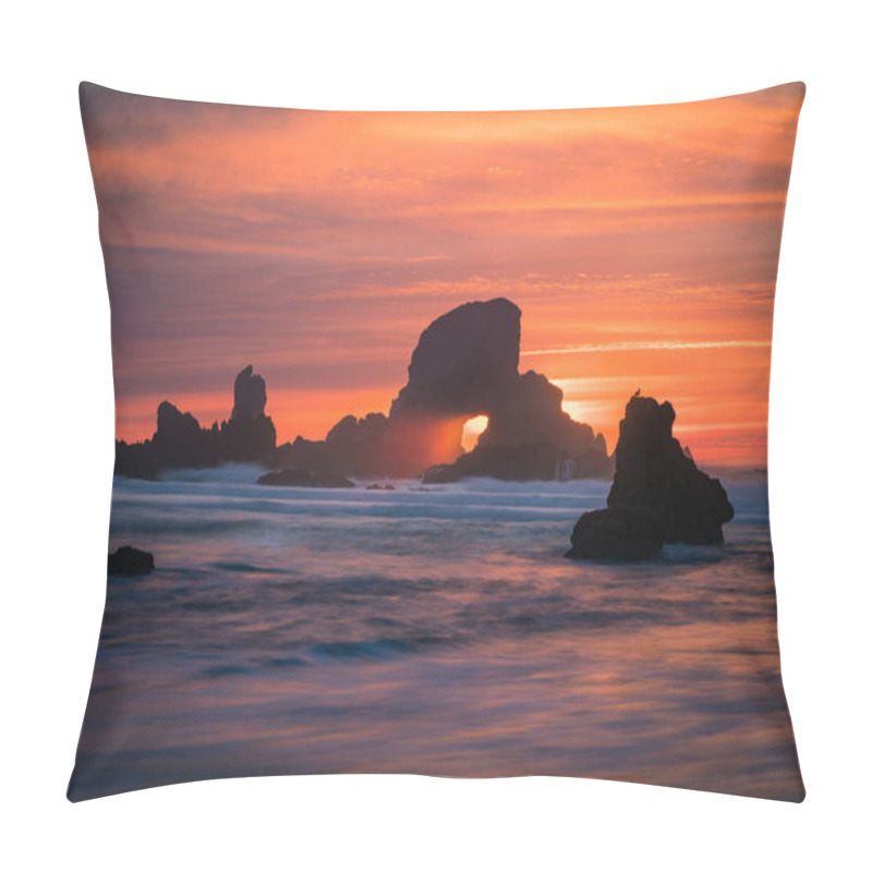 Personality  Sunset Behind Arch At Oregon Coast USA Pillow Covers