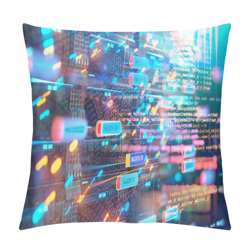 Personality  Programming Codes Flowing On Cyberspace, Data Computing, Coding, Artificial Intelligence Concept Pillow Covers