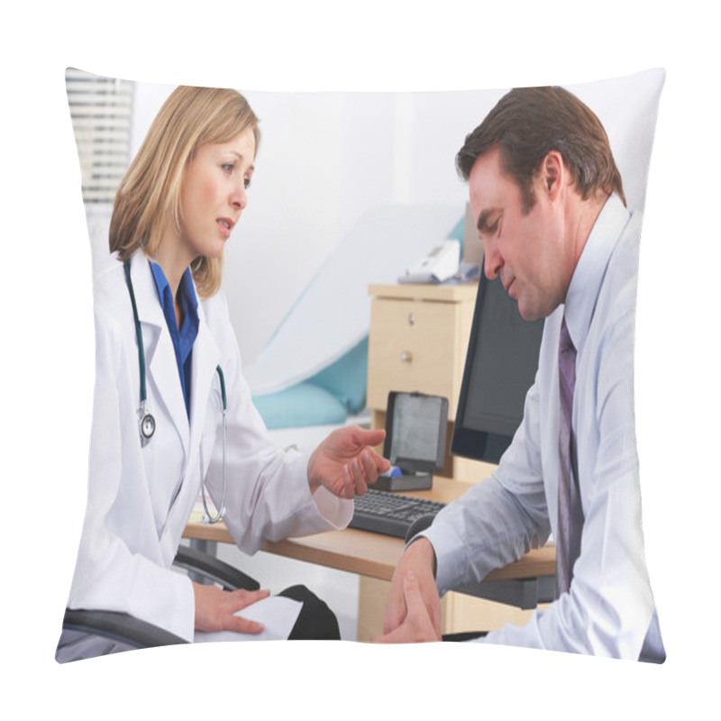 Personality  American Doctor Talking To Depressed Businessman Pillow Covers