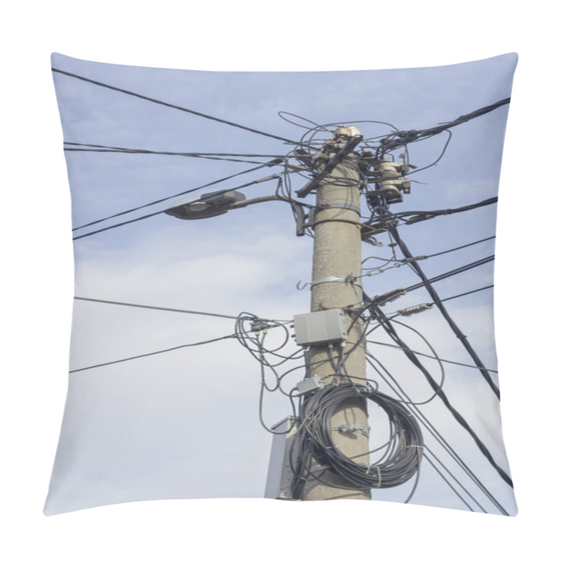 Personality  Concrete Electrical Pole With Street Lamp 2 Pillow Covers