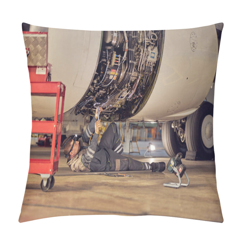 Personality  Ground Crew Working Below A Passenger Airplane Pillow Covers