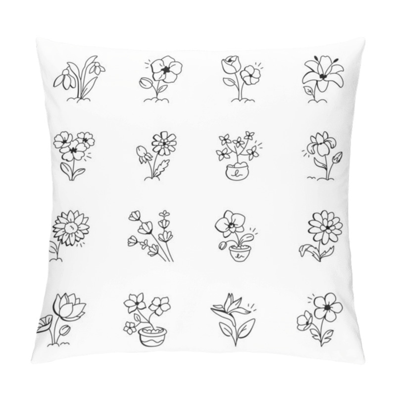 Personality  Bundle Of Hand Drawn Floral Icons  Pillow Covers