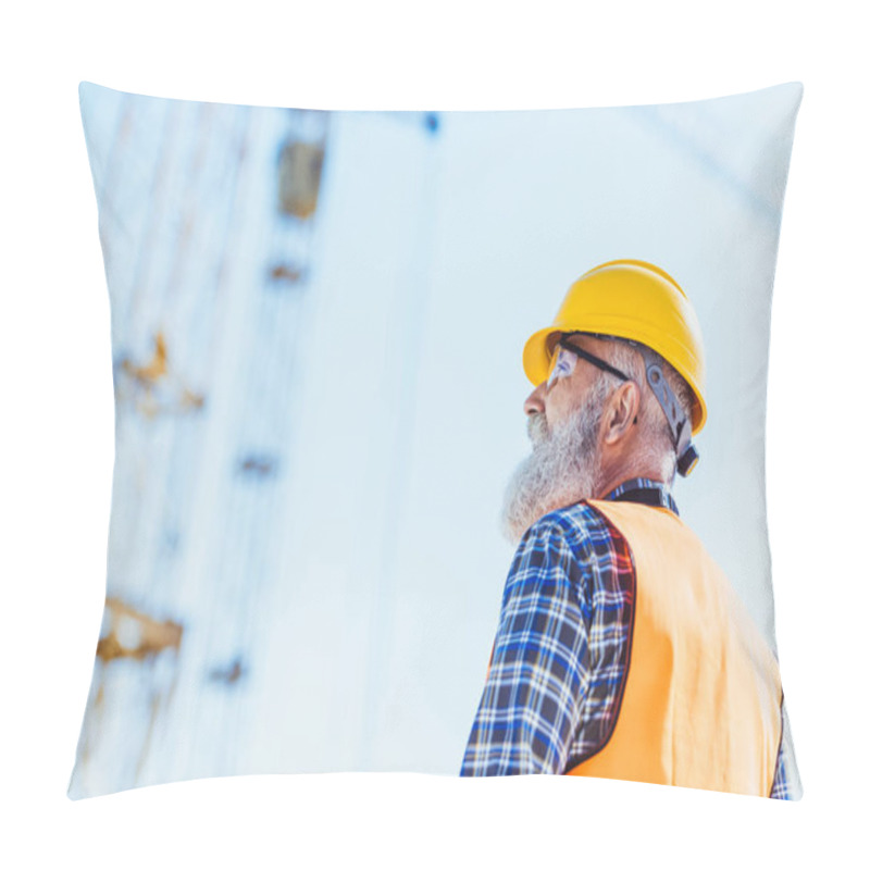 Personality  Worker In Protective Wear At Construction Site Pillow Covers