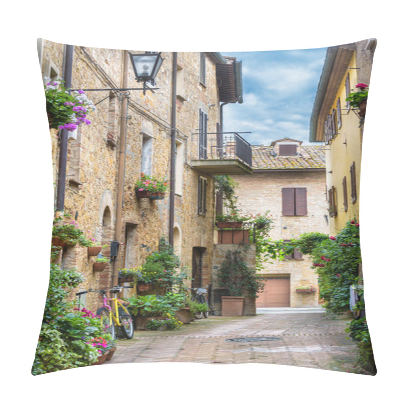 Personality  Flowery Streets On A Rainy Spring Day In A Small Magical Village Pillow Covers