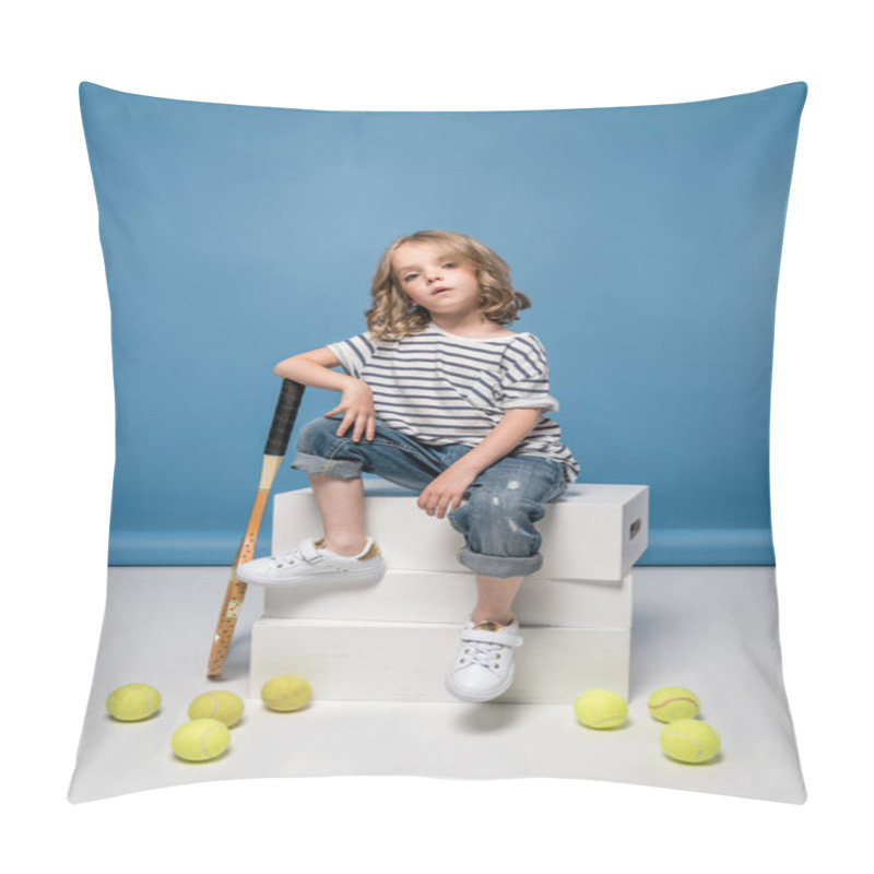 Personality  Little Girl With Tennis Equipment Pillow Covers