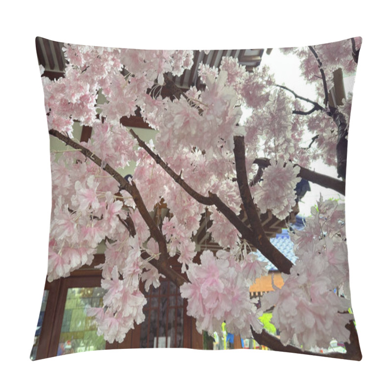 Personality  Close Up Photo Of White Pink Sakura Flowers From The Tree Branch. Sakura Or Cherry Blossom Is Often Related To Japan And Korea Blooms Around Spring Season. Pillow Covers