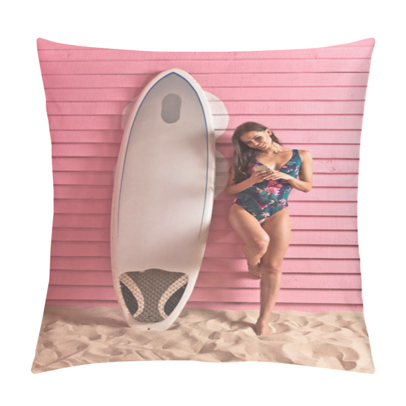 Personality  Beautiful Girl Enjoying Time At The Private Beach Pillow Covers