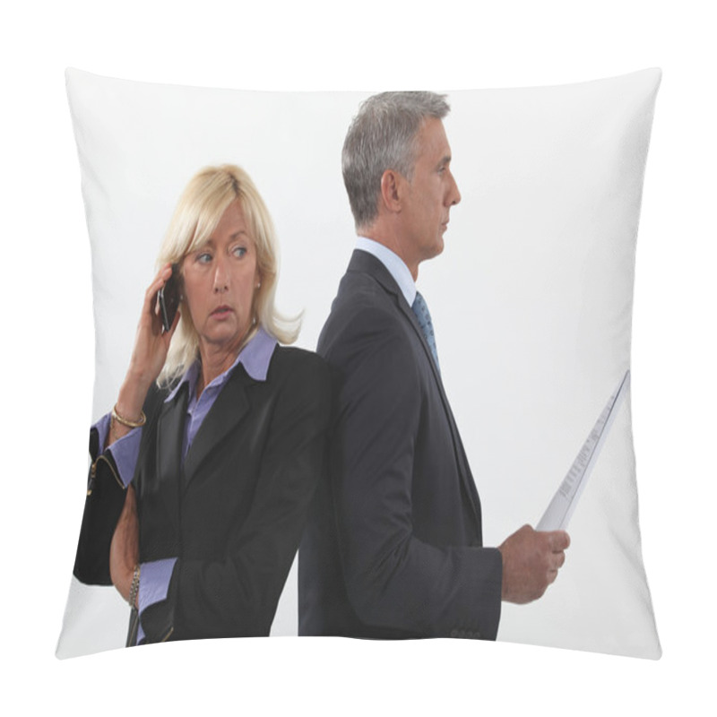 Personality  Business Professionals Standing Back To Back Pillow Covers