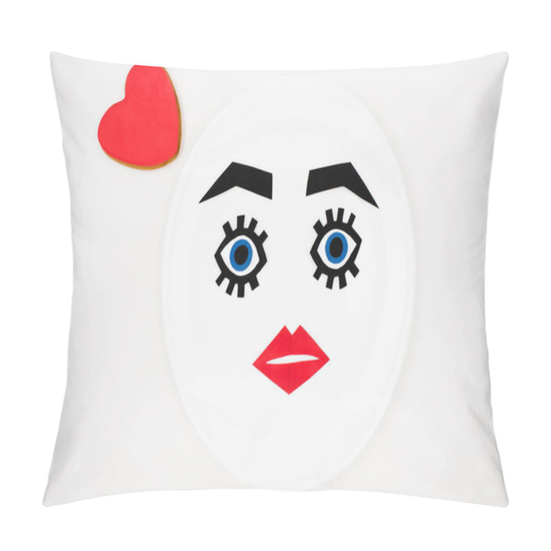 Personality  Paper Face With Makeup On Plate  Pillow Covers