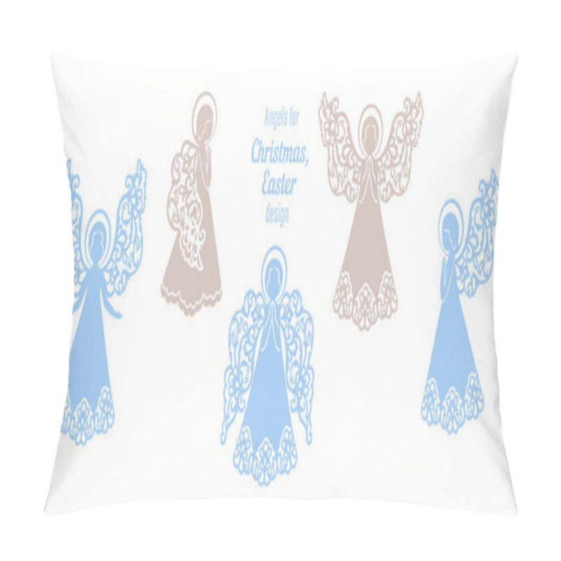 Personality  Set Of Beautiful Angels With Ornamental Wings And Halo Pillow Covers